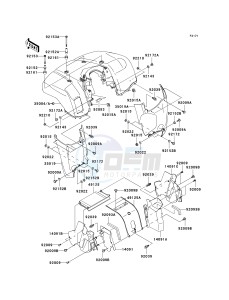 KVF 650 D ([BRUTE FORCE 650 4X4] (D6F-D9F) D7F drawing FRONT FENDER-- S- -