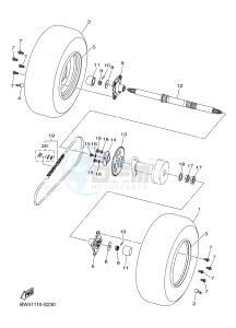 YFZ50 (BW47) drawing REAR AXLE & WHEEL