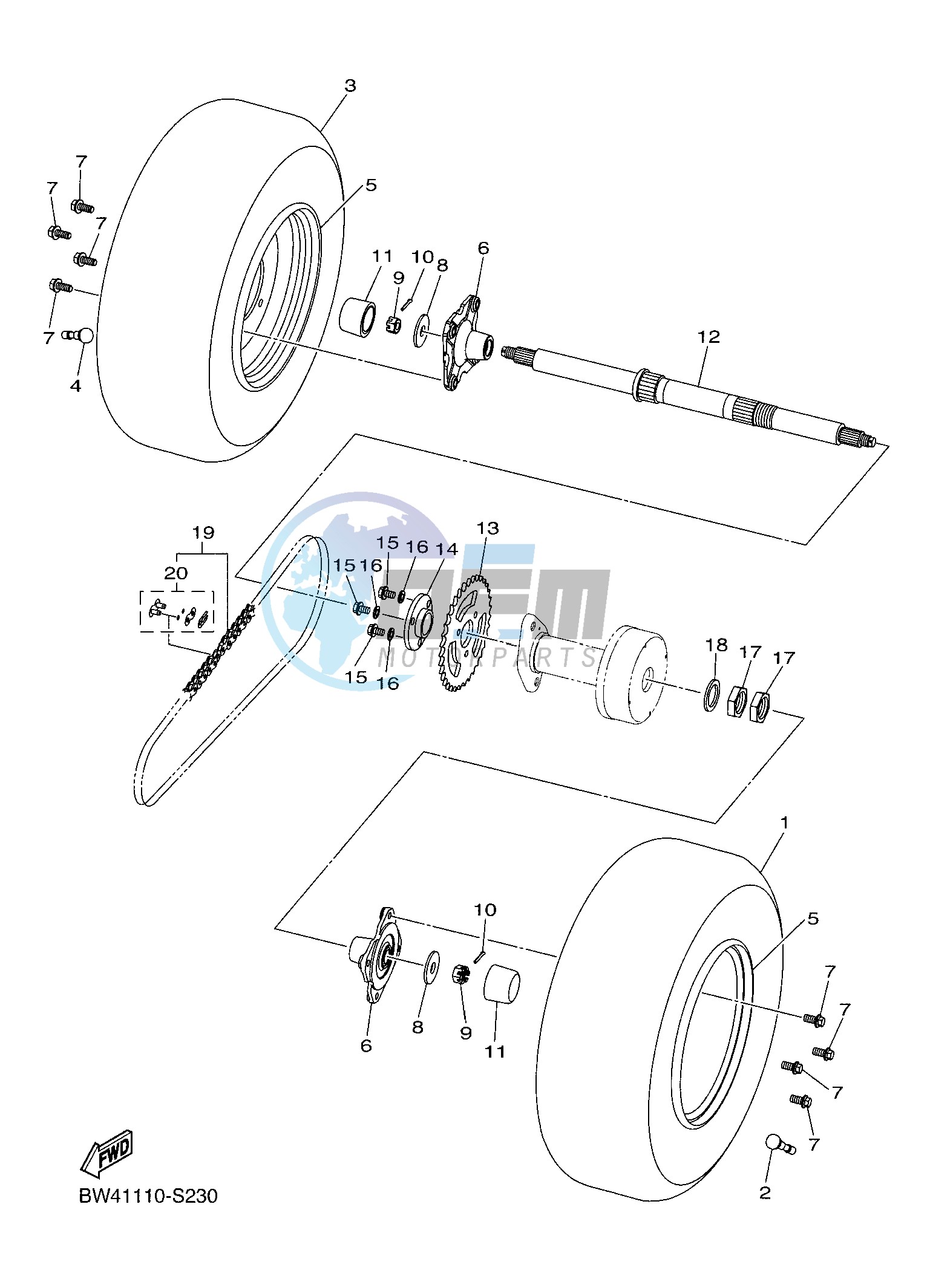 REAR AXLE & WHEEL