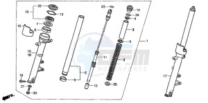 CB900F HORNET 900 drawing FRONT FORK (CB900F4/5/6/7)