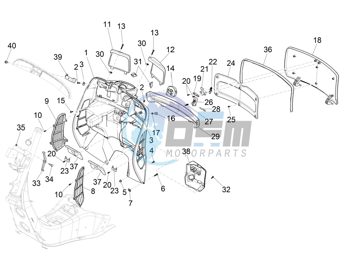 Front glove-box - Knee-guard panel