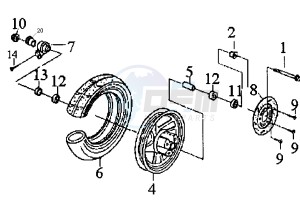 ATTILA - 125 cc drawing FRONT WHEEL