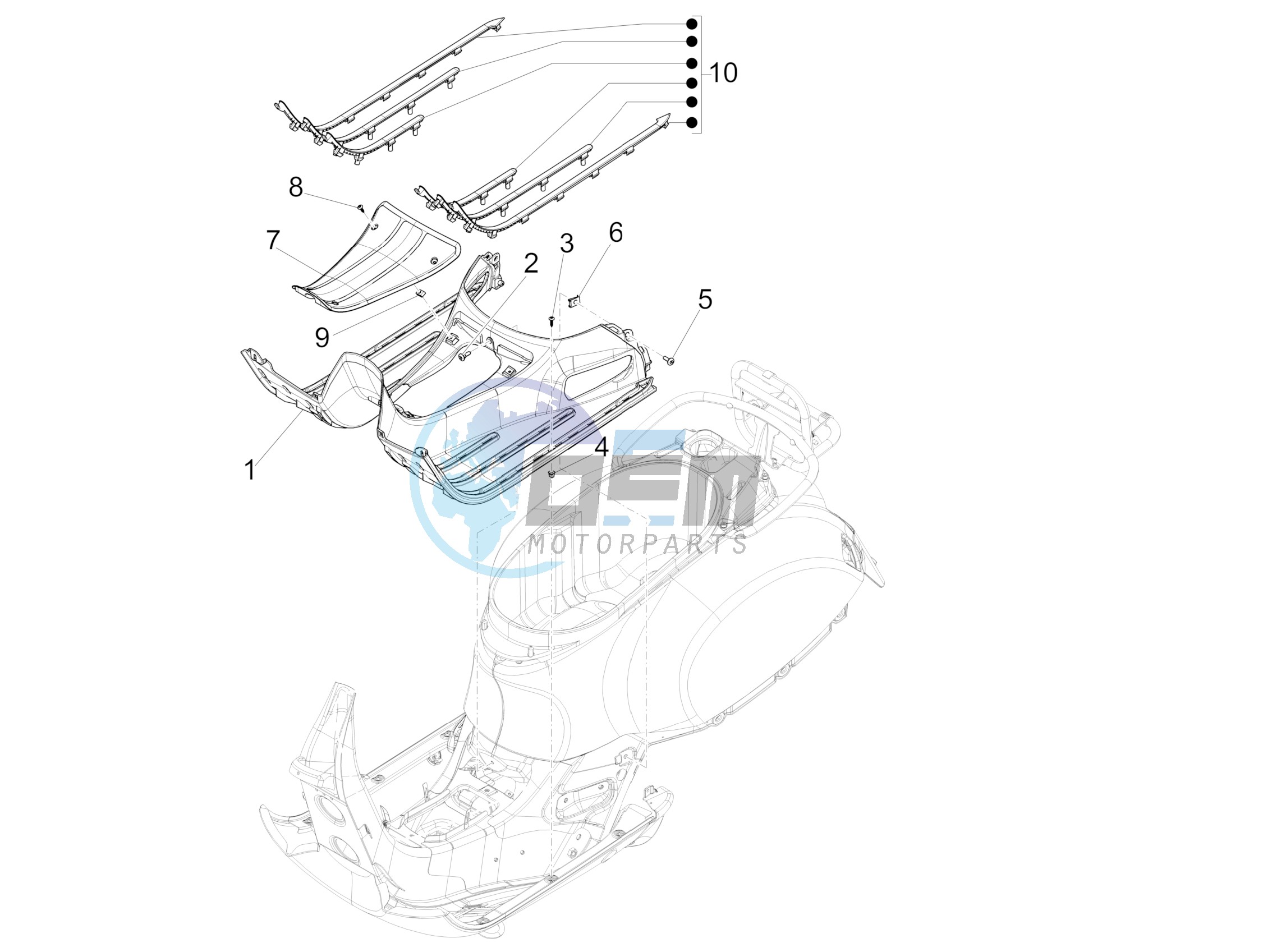 Central cover - Footrests