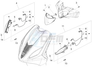 Fly 125 4T/3V ie E3 DT drawing Front headlamps - Turn signal lamps