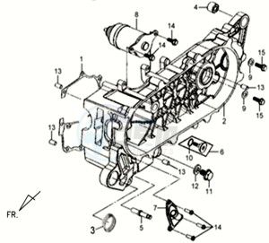 MIO 50 drawing CRANKCASE COVER LEFT