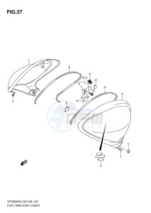 SFV650 (E3-E28) Gladius drawing FUEL TANK SIDE COVER (MODEL K9)