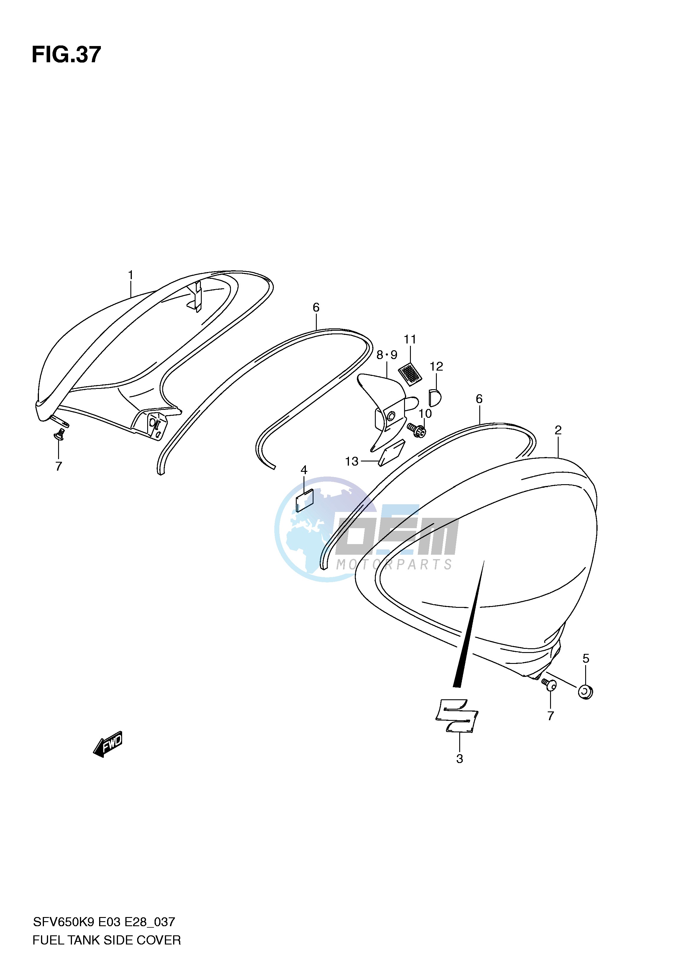 FUEL TANK SIDE COVER (MODEL K9)