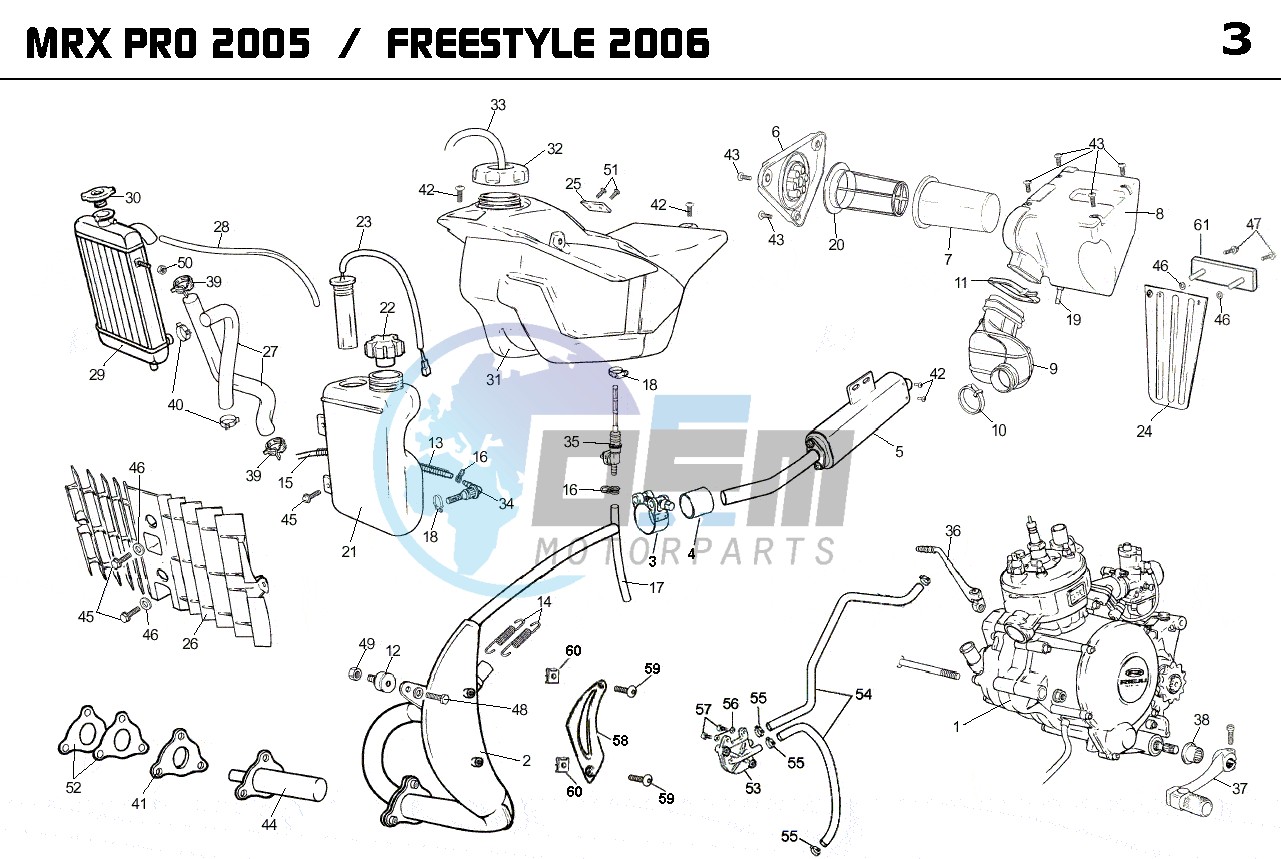 EXHAUST,RADIATOR,TANK, AIRFILTER