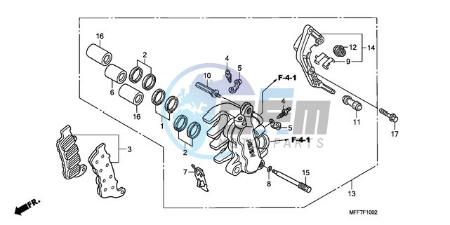 L. FRONT BRAKE CALIPER (ABS)