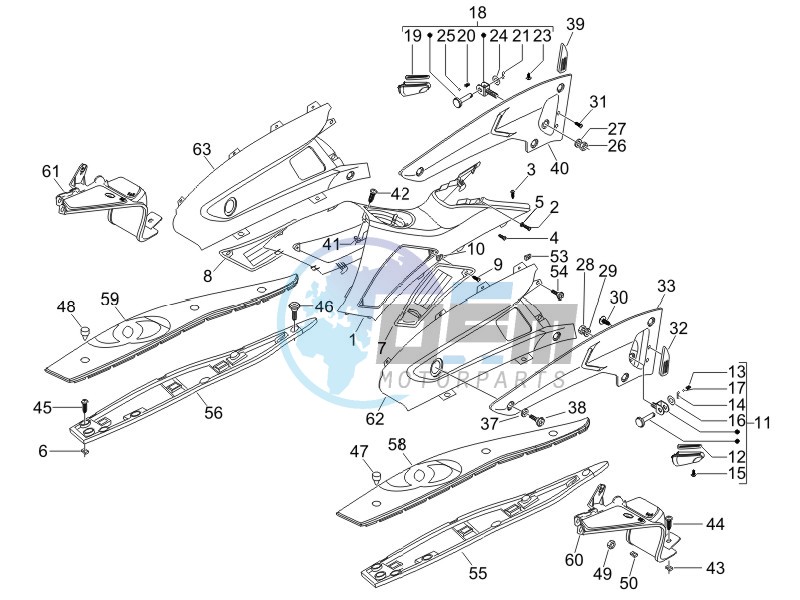 Central cover - Footrests