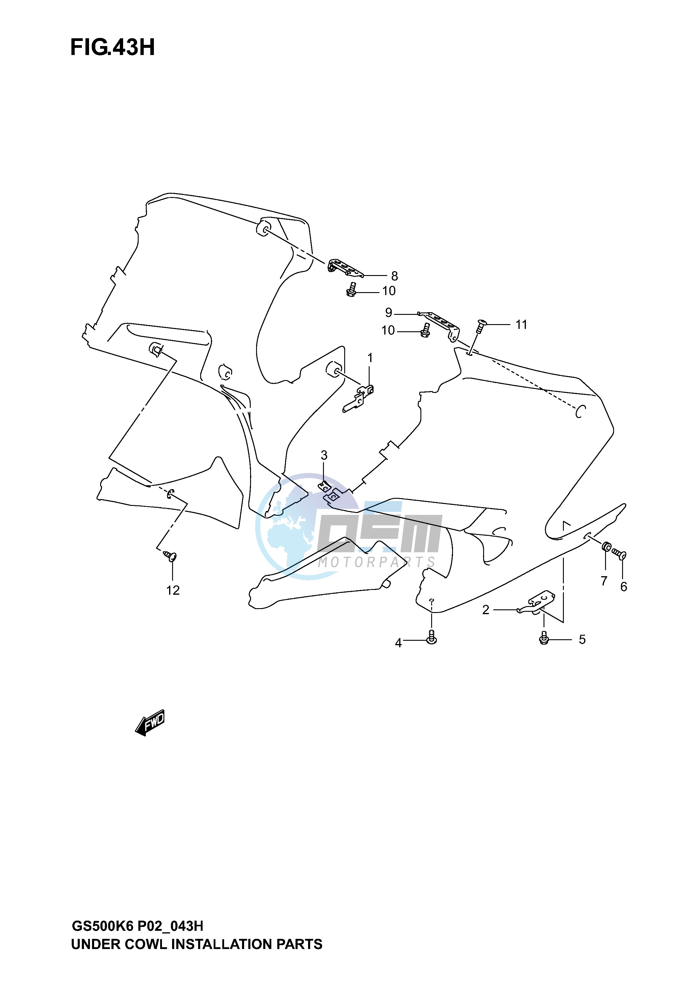 UNDER COWLING INSTALLATION PARTS (GS500FK4 K5 K6 FUK4 K5 K6)