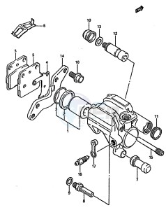 RM125 (G-H-J) drawing REAR CALIPERS (MODEL J)