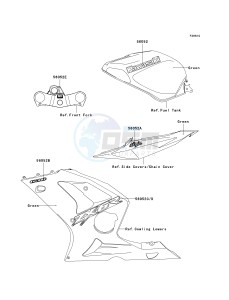 ZX 636 B [NINJA ZX-6R[ (B1-B2) [NINJA ZX-6R drawing DECALS-- GREEN- --- CA- --- ZX636-B1- -