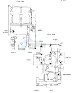 EX 250 F [NINJA 250R] (F2-F4) [NINJA 250R] drawing CRANKCASE BOLT PATTERN