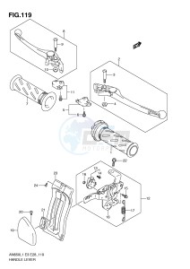 AN650 (E3-E28) Burgman drawing HANDLE LEVER (AN650AL1 E33)