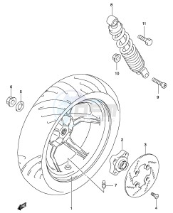 AY50 (P19) katana drawing REAR WHEEL (MODEL AY50WR K1 K2 AY50W K3)