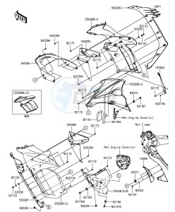 Z1000SX_ABS ZX1000MEF FR GB XX (EU ME A(FRICA) drawing Cowling(Center)