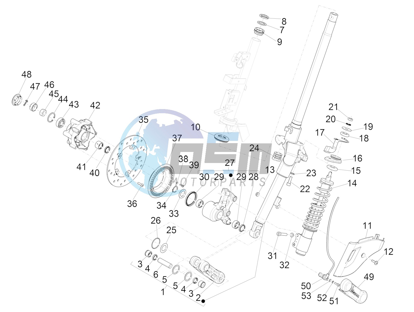 Fork/steering tube - Steering bearing unit