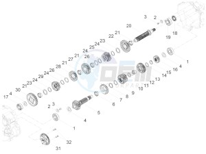 V7 III Anniversario 750 e4 (EMEA) drawing Gear box - Gear assembly