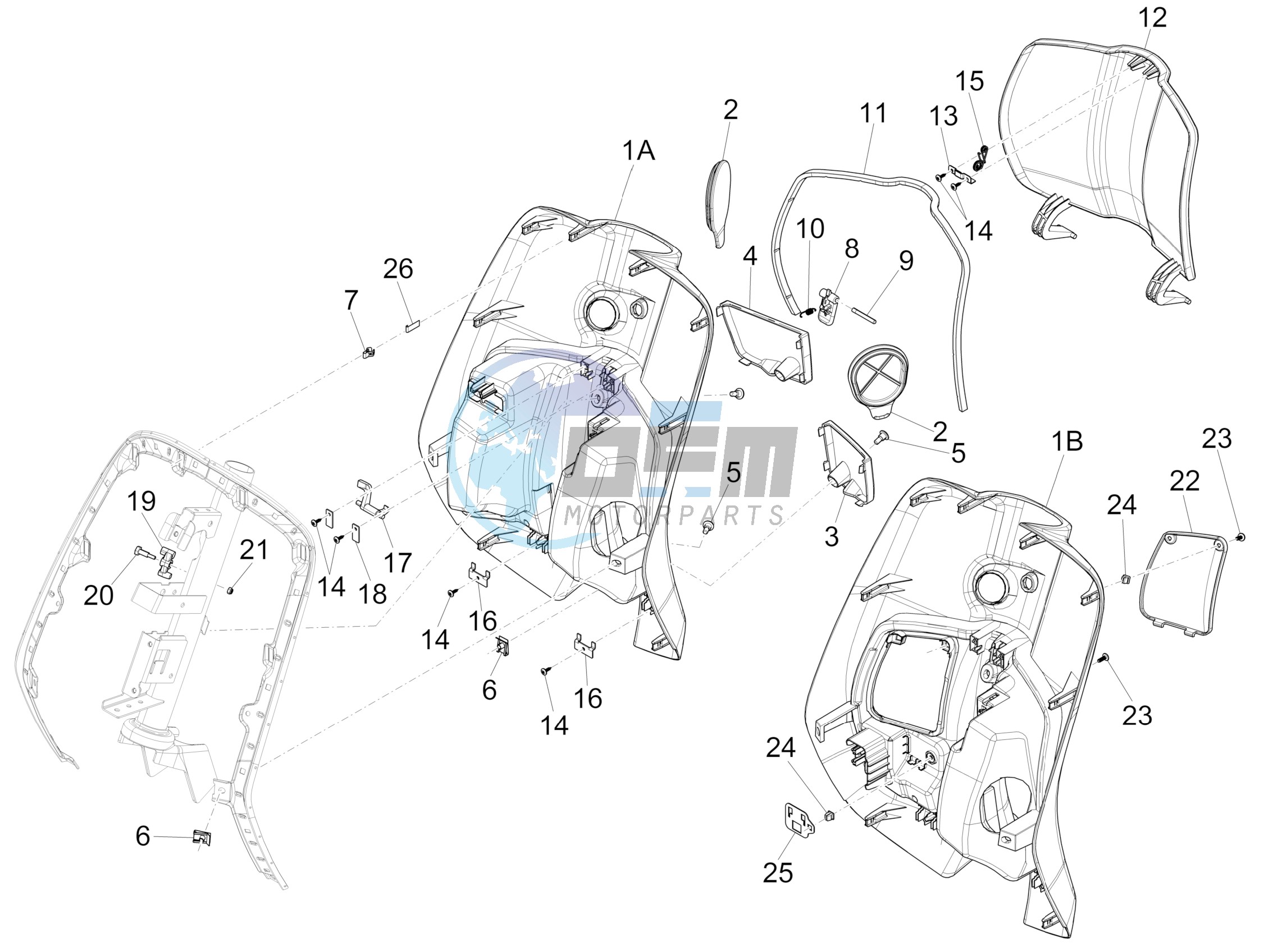 Front glove-box - Knee-guard panel