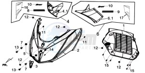 GTS 125I EURO4 SPORT L7 drawing FRONT COVER /  INDICATORS / LEG INNER SHIELD