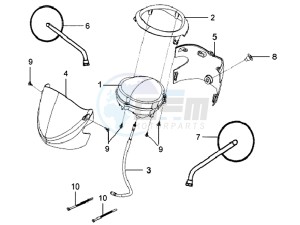 MIO 100 drawing HEAD LIGHT COVER / DASHBOARD / MIRRORS