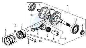 MIO 100 HU10W8-F drawing CRANKSHAFT / PISTON / PISTON RING