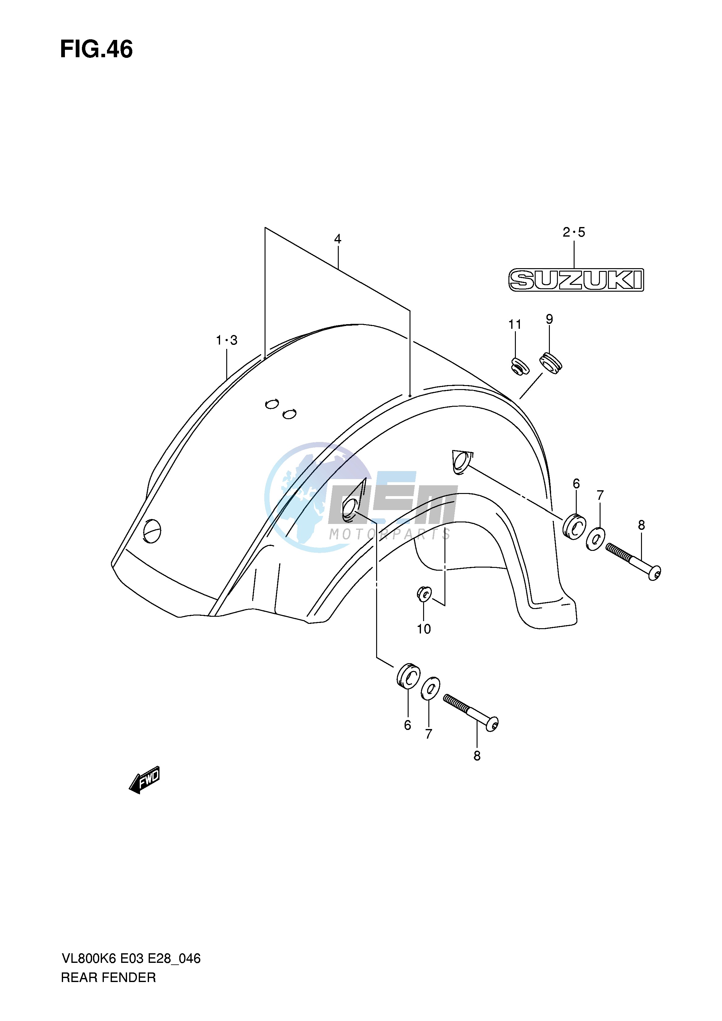 REAR FENDER (VL800K6 TK6 CK6 K7 TK7)