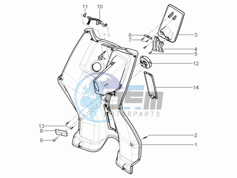 Front glove-box - Knee-guard panel