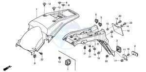 XR250R drawing REAR FENDER (CL/DK/U)