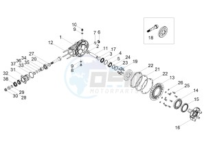 V7 III Anniversario 750 e4 (NAFTA) drawing Rear transmission / Components