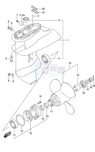 DF 9.9B drawing Gear Case  - w/High Thrust Prop