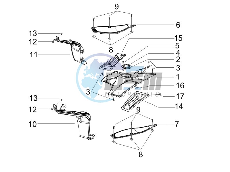 Central cover - Footrests