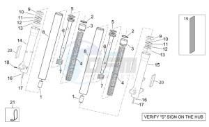 Scarabeo 125-200 e2 (eng. piaggio) drawing Showa front fork - Hubs sleeves