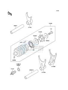 ZZR600 ZX600-E13H GB XX (EU ME A(FRICA) drawing Gear Change Drum/Shift Fork(s)