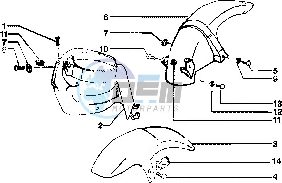 Front and rear mudguard