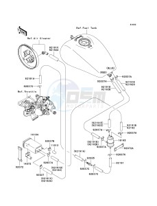 VN 1600 B [VULCAN 1600 MEAN STREAK] (B6F-B8FA) B8F drawing FUEL EVAPORATIVE SYSTEM-- CA- -