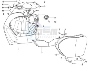 ZIP 100 4T NOABS E2-E3 (APAC) drawing Front glove-box - Knee-guard panel