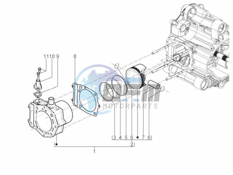 Cylinder-piston-wrist pin unit