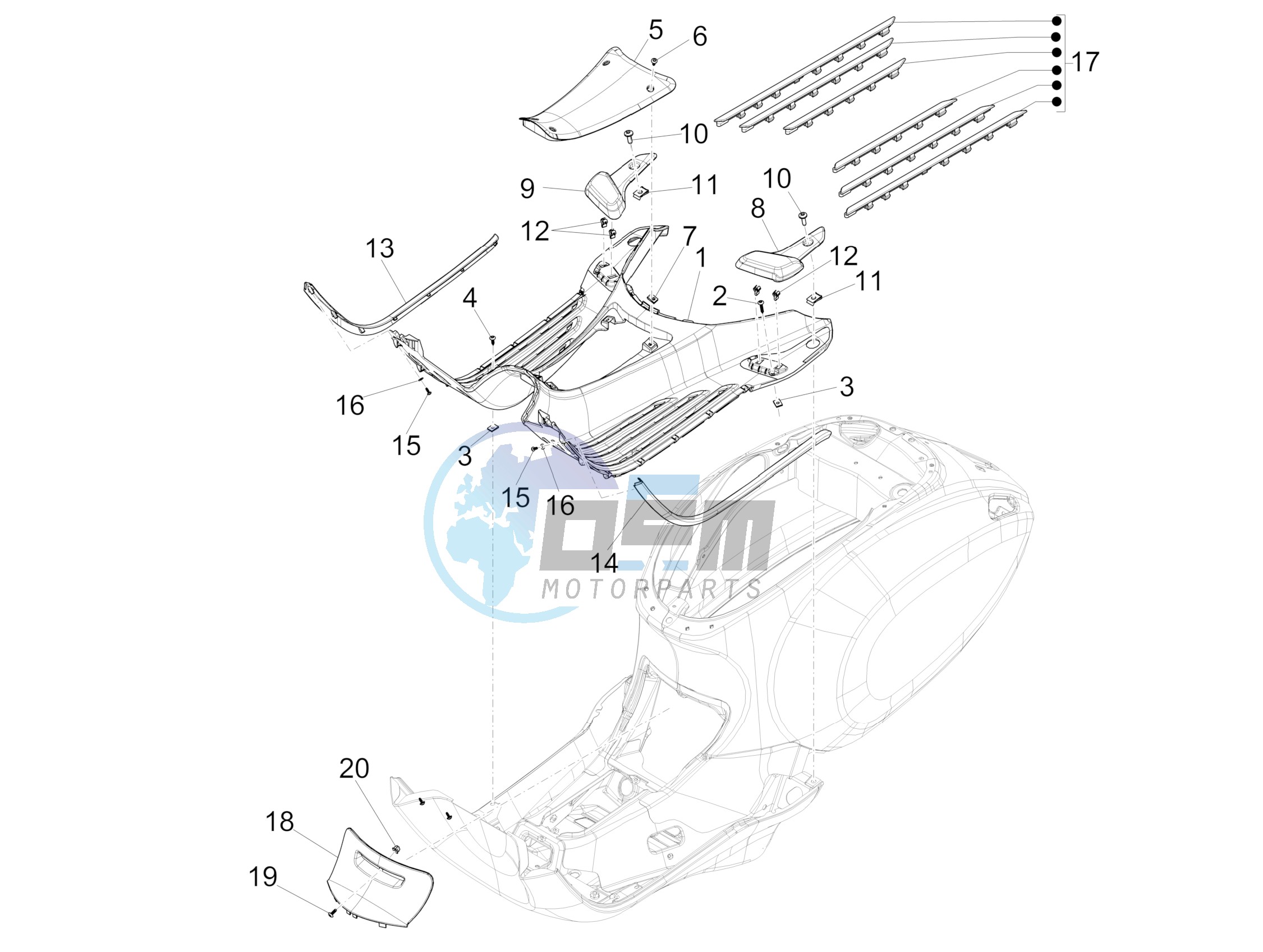 Central cover - Footrests