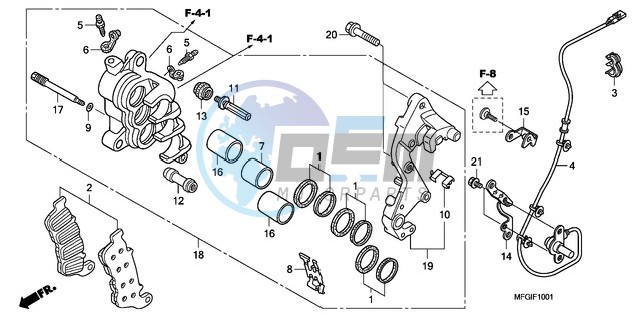 R. FRONT BRAKE CALIPER (CB600FA/FA3)