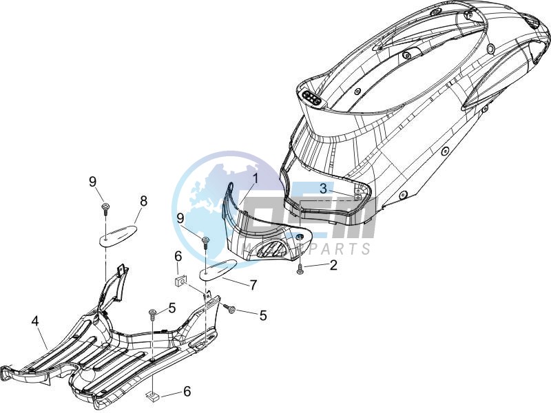 Central cover - Footrests