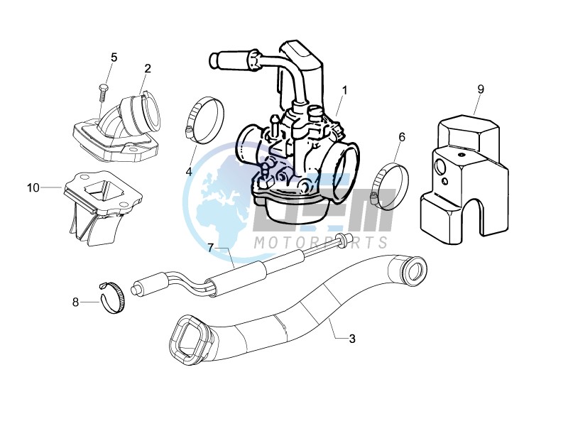 Carburettor, assembly - Union pipe