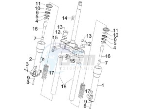 Beverly 400 ie Tourer e3 drawing Fork components (Kayaba)