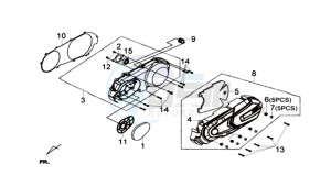 Joymax 300i ABS drawing CRANKCASE COVER LEFT