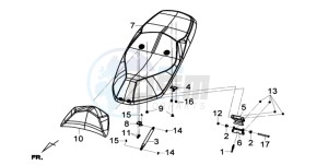 GTS 125I ABS-SNS EURO4 L7 drawing BUDDYSEAT / REAR LUGGAGE FRAME /