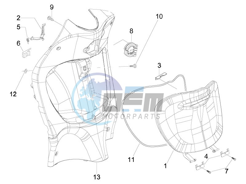 Front glove-box - Knee-guard panel