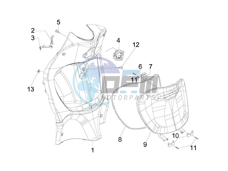 Front glove-box - Knee-guard panel