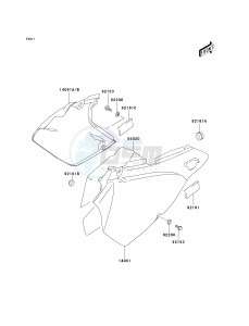 KLX 400 A [KLX400SR KLX400R] (A1-A2 A2 CAN ONLY) [KLX400SR KLX400R] drawing SIDE COVERS