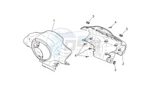 Scarabeo 50 2t e2 (eng. piaggio) drawing Front body I - Headlight support